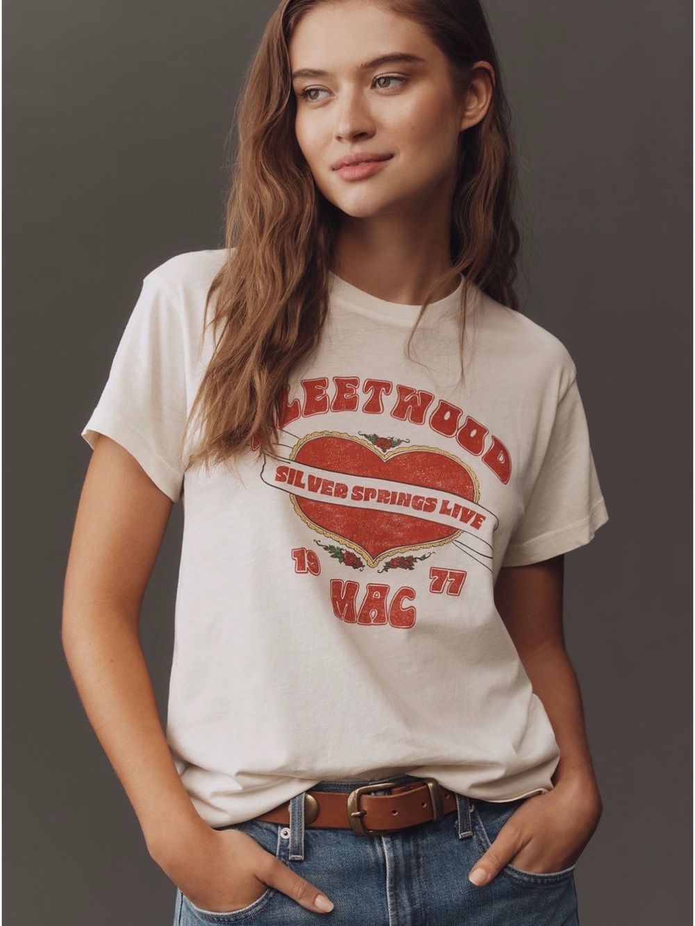 Anthropologie LETLUV Vintage-Inspired Fleetwood Mac Heart Graphic Tee